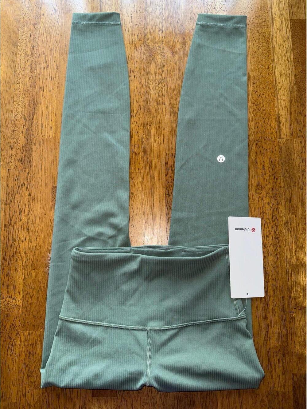 Lululemon Wunder Train Ribbed High Rise 28” Grey Eucalyptus Size 2 NWT
